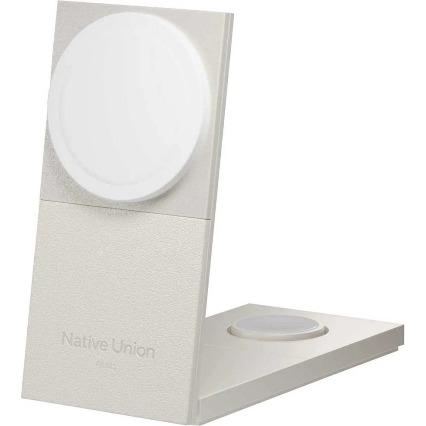 "Native Union Rise 3-in-1 Qi2" bezvadu lādētājs, starptautisks, smilšu krāsā