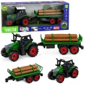 Lean Toys Mängu traktor kahe teljega haagisega, friktsioonajam, roheline, 35 x 10 x 7,5 cm