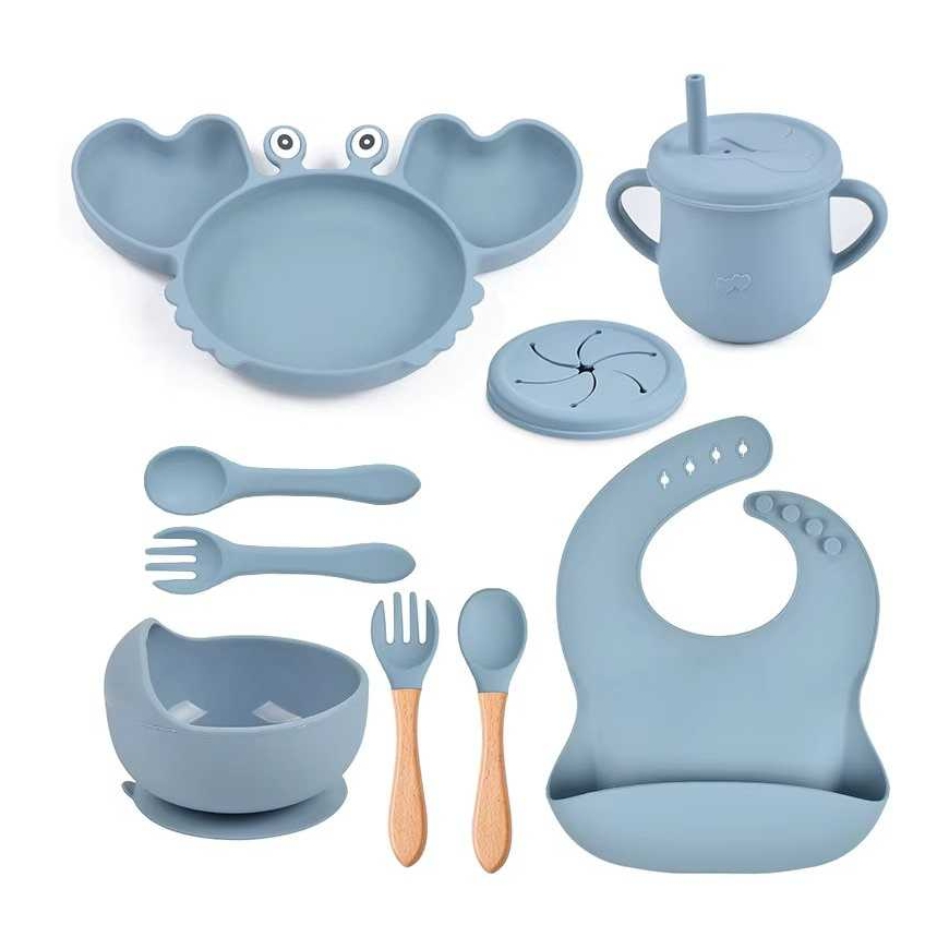 Children's Silicone Dish Set Reach Crab-9, Blue
