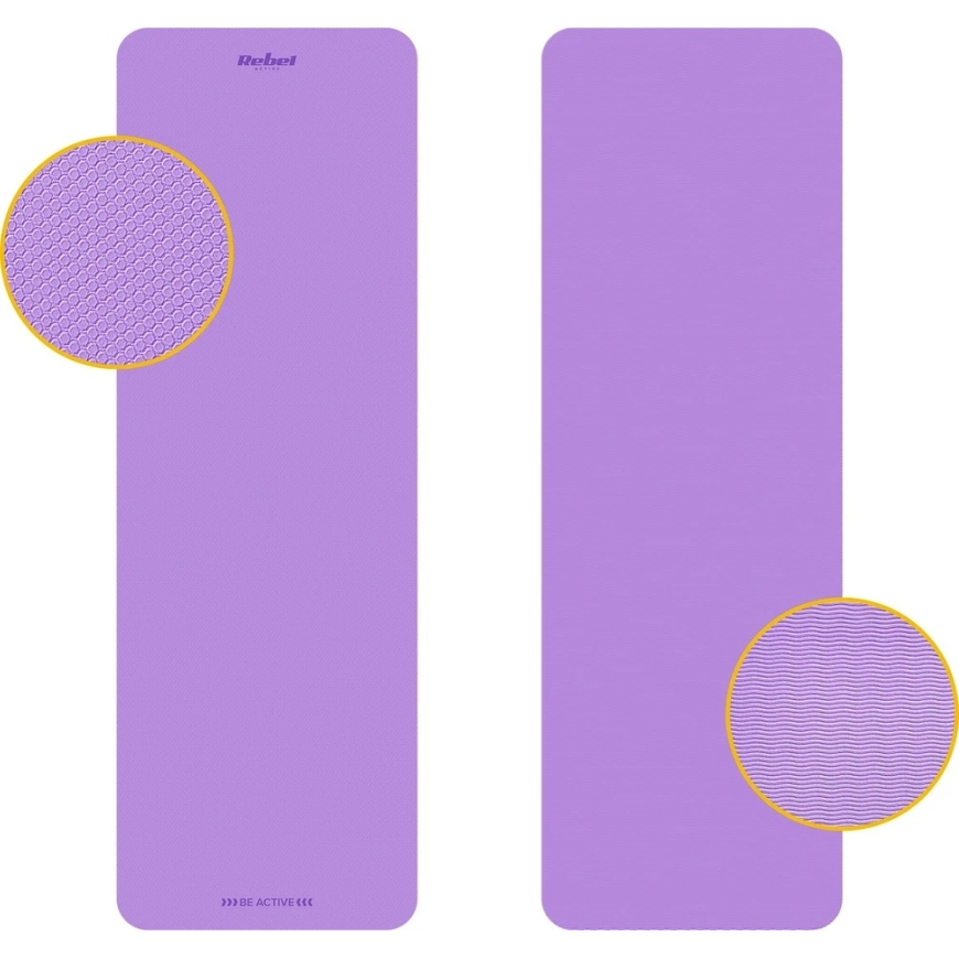 Jooga, pilatese, fitnessi matt, 183x61cm, 1cm paksus, TPE materjal, lilla, REBEL ACTIVE – 4