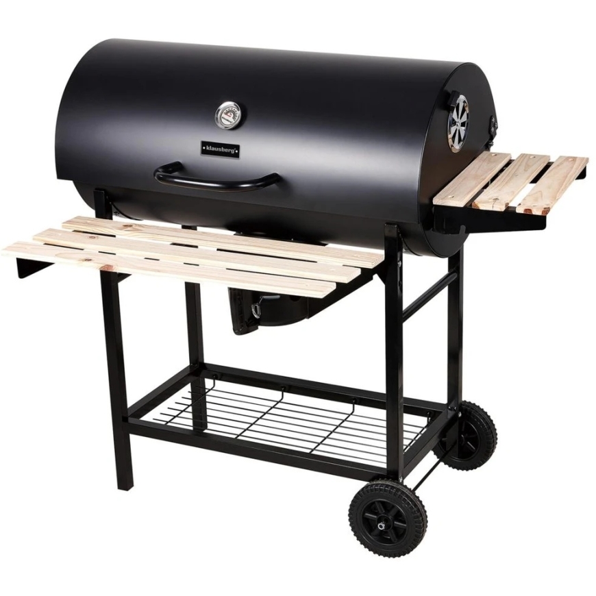 Klausberg Large Charcoal Garden Barbecue Grill, lid + shelves + ash drawer