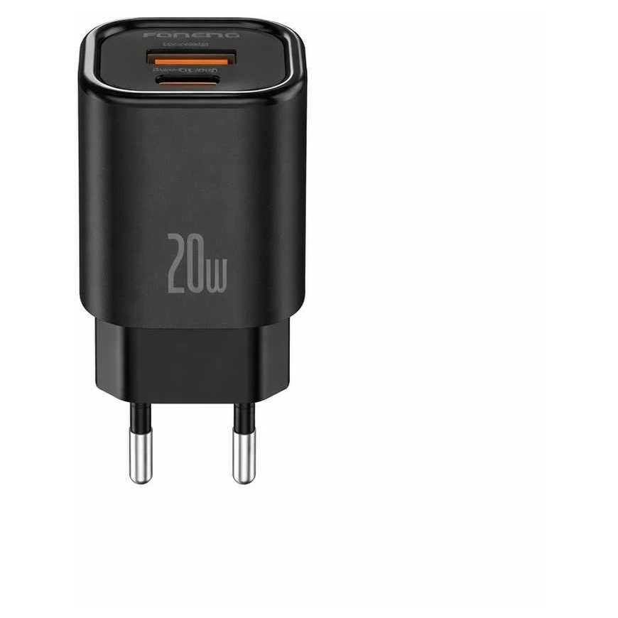 FONENG Wall Charger EU70 PD 20W 1xUSB-C + 1xUSB QC3.0 Black – 2
