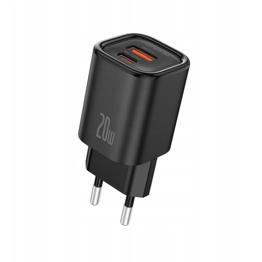 FONENG seinälaturi EU70 PD 20W 1xUSB-C + 1xUSB QC3.0 Musta – 4