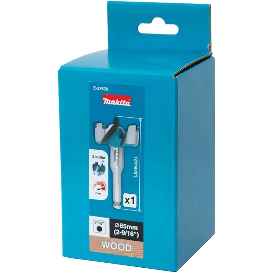 Makita Puidu Puuriotsik kahe Teraga, 65mm, 7/16" Kuusnurkne Pesa E-27626 – 2