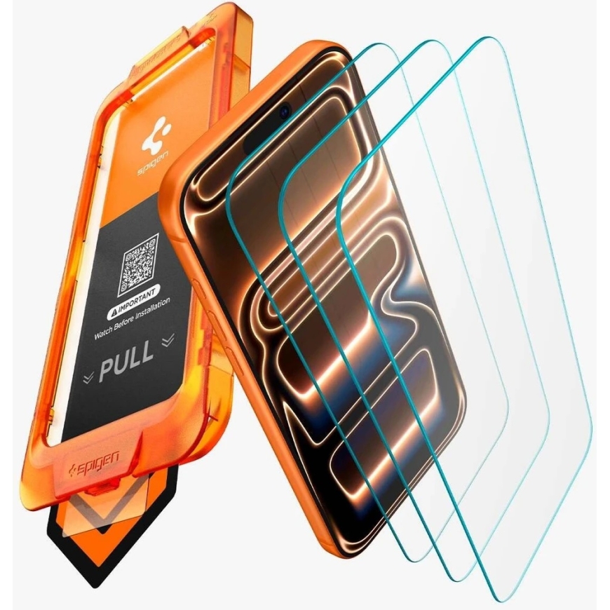 Защитное стекло Spigen ALM GLAS.TR SLIM 3-pack для iPhone 17 Pro прозрачное – 3