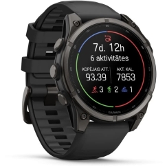 Garmin fēnix® 9 viedpulkstenis – 47 mm, Tumši pelēks, DLC titāns, ar melnu silikona siksniņu | 010-04762-11
