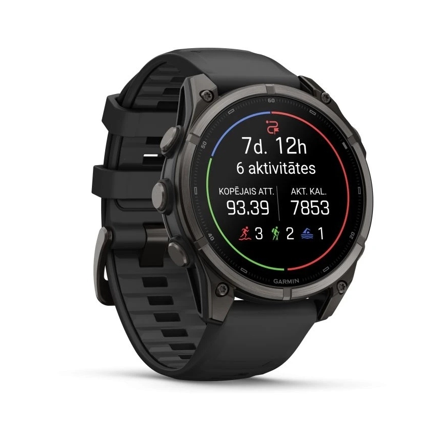Garmin fēnix® 9 älykello – 47 mm, Tummanharmaa, DLC-titaani, mustalla silikonihihnalla | 010-04762-11