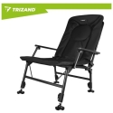 Trizand regulējamā salokāmā makšķerēšanas krēsls ar roku balstiem un atzveltni, melns
