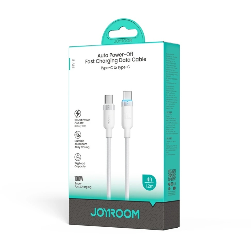 Joyroom S-A63 USB-C kuni USB-C kaabel 100W 1.2m valge – 2