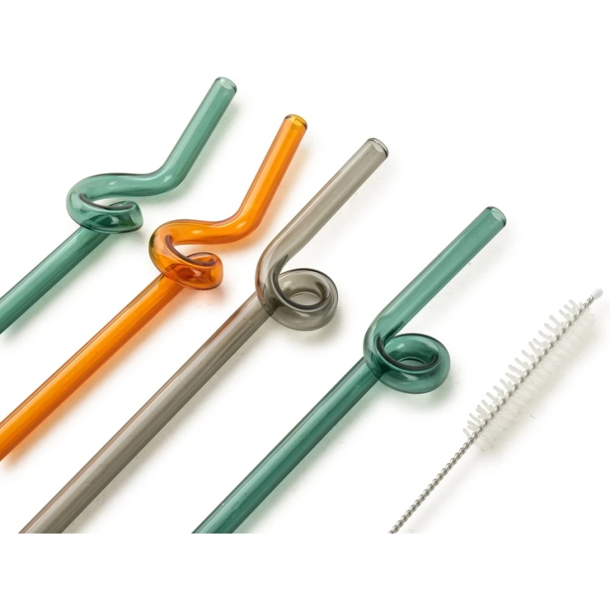 Allesken PETER 4-piece set of glass straws, 20 cm, with cleaning brush – 2