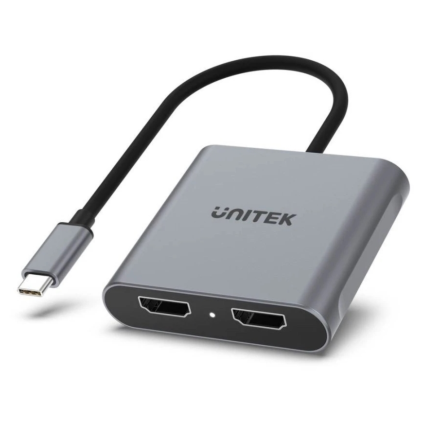 ПЕРЕХОДНИК UNITEK USB-C 2X HDMI 2.0 MST HDCP 2.2 M/F – 3