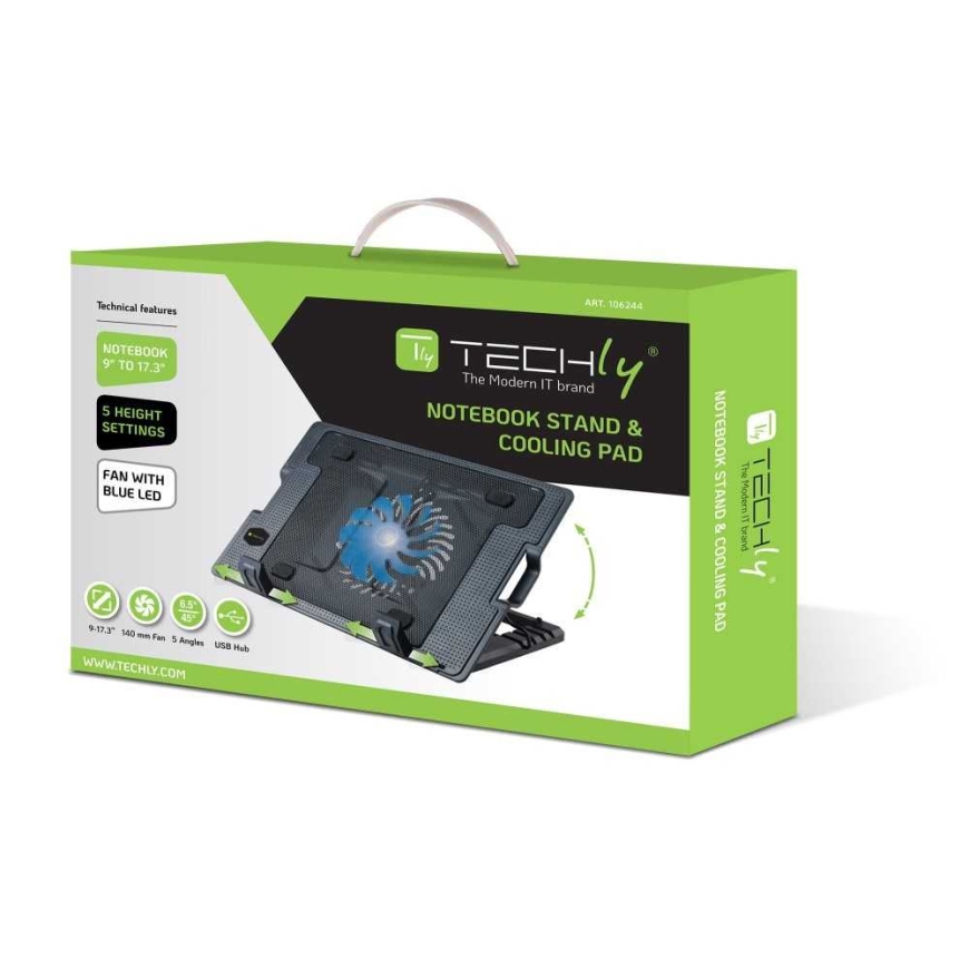 Techly 106244 notebook cooling pad 43.9 cm (17.3") 1200 RPM Black – 3