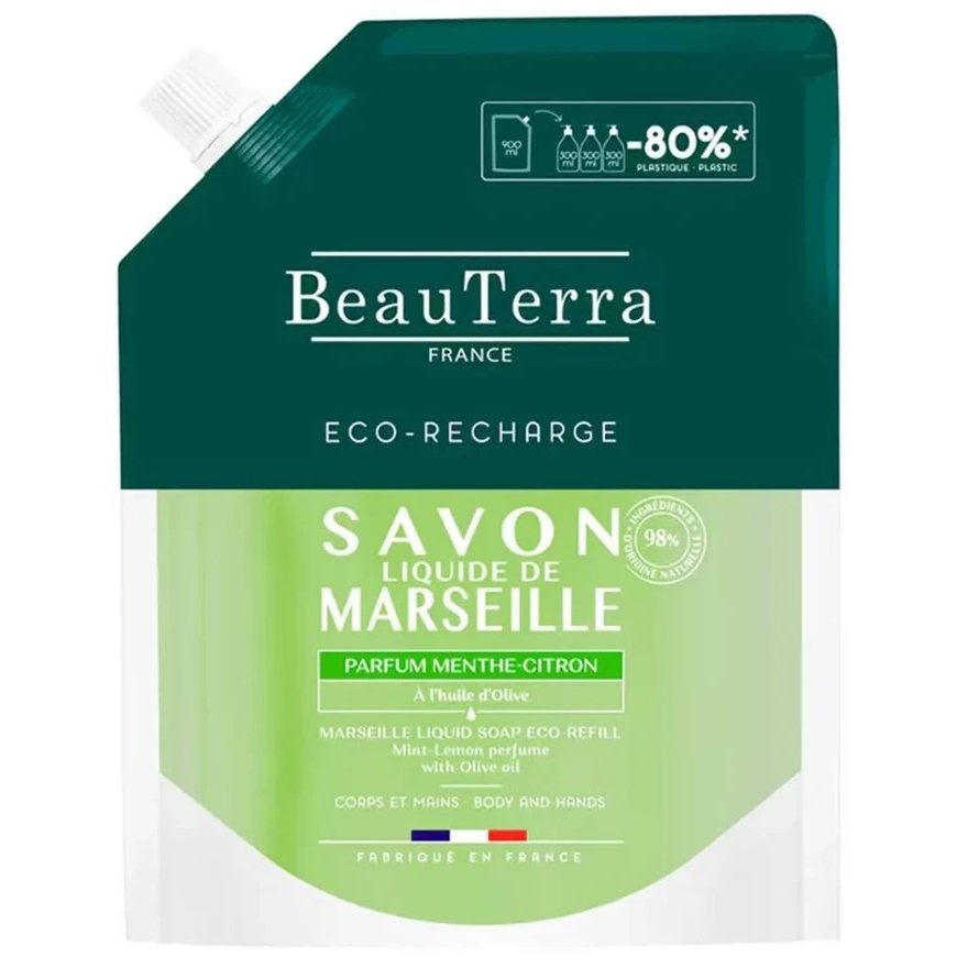 Beauterra Marseille Mint-Lemon Soap Refill, 900 ml – 2
