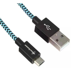 Шаркюн Кабель USB 2.0 A-B черный/синий 1.0м