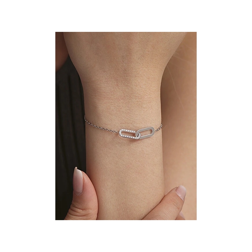 Troli Elegant steel bracelet with zircons Sidabrinis – 2