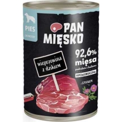 PAN MIĘSKO Pan Mięsko Mitrā barība sunim Cūkgaļa ar mežacūku (pieaugušajiem)