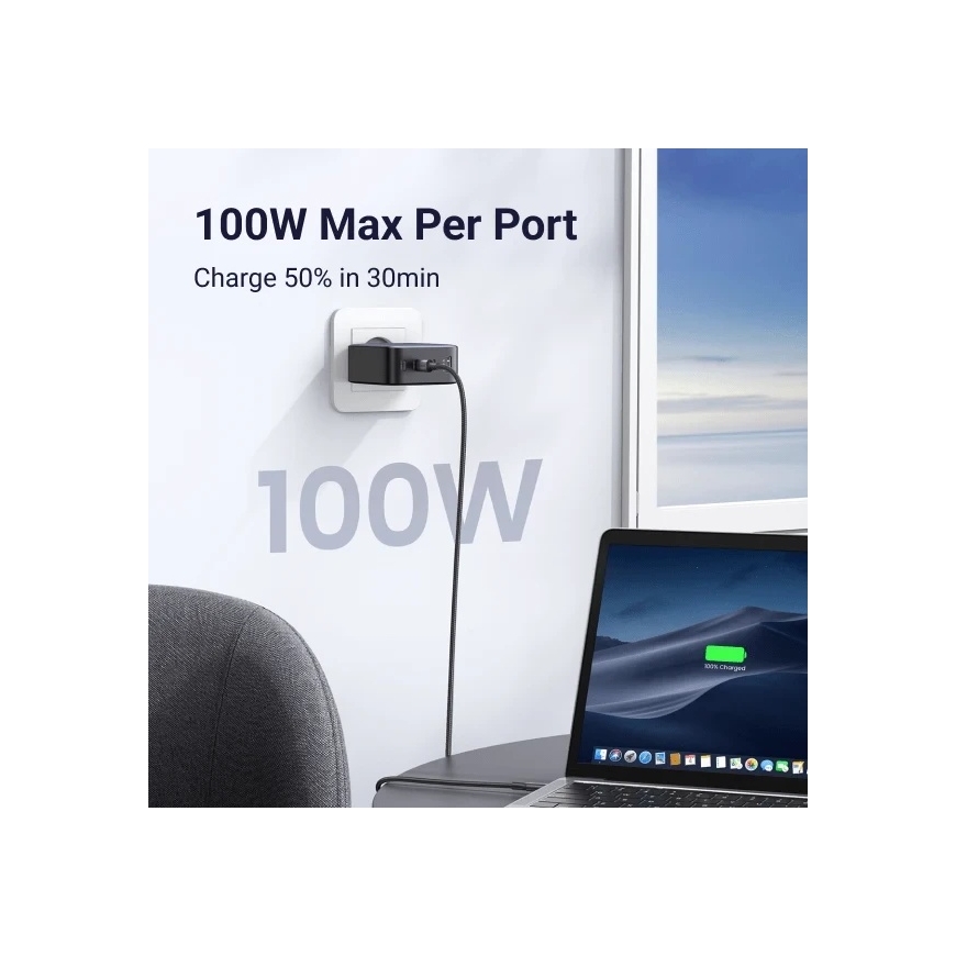 UGREEN Nexode 100W Wall Charger, 3x USB-C + USB-A, GaN, Power Delivery, Foldable Plug – 2