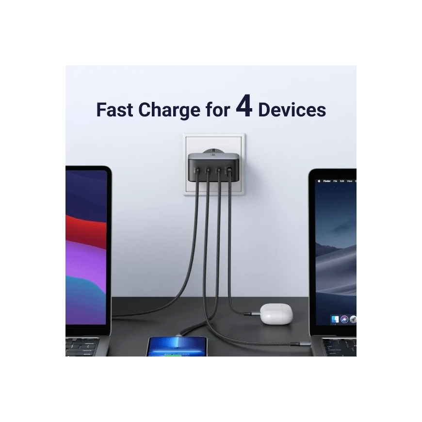 UGREEN Nexode 100W Wall Charger, 3x USB-C + USB-A, GaN, Power Delivery, Foldable Plug – 4