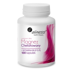 ALINESS Čelētais magnijs 650 mg + B6 (P-5-P) – uztura bagātinātājs – 100 kapsulas