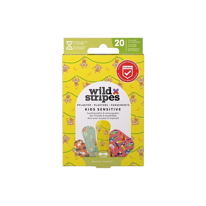 "Wild Stripes" herkät viidakon värähtelylaastarit lapsille, 20 kpl.