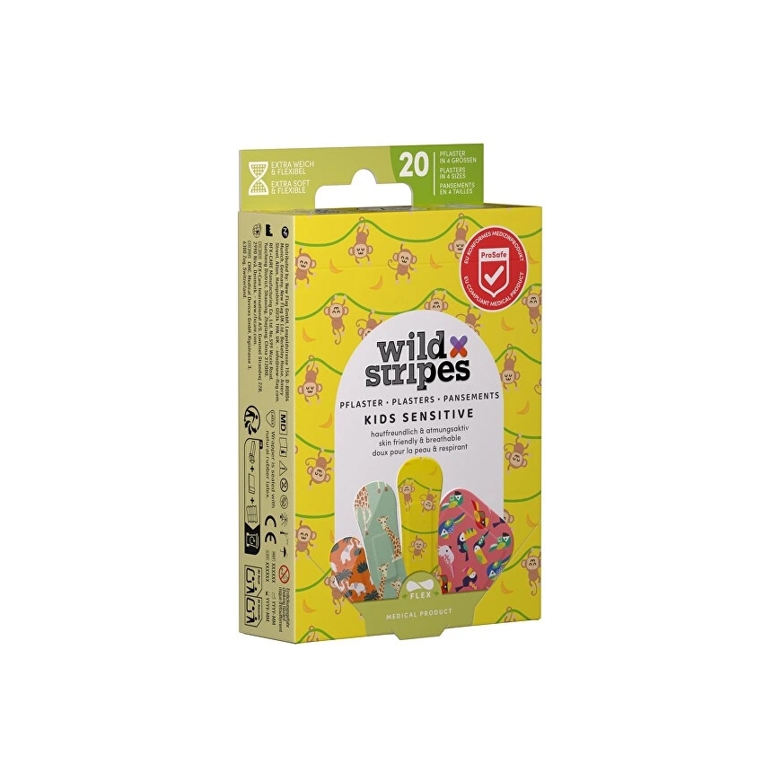 "Wild Stripes" herkät viidakon värähtelylaastarit lapsille, 20 kpl. – 2