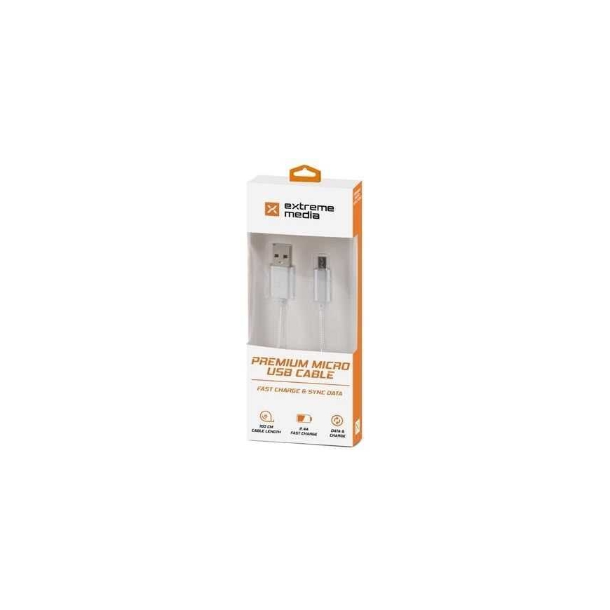 Natec Nailon Micro USB -kaapeli 1 m Hopea