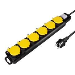 LogiLink LPS256 удлинитель 1,5 m 6 розетка(и) Вне помещения Черный, Желтый
