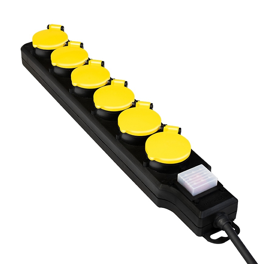 LogiLink LPS256 удлинитель 1,5 m 6 розетка(и) Вне помещения Черный, Желтый – 2