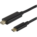 Deltaco USB-C - miniDisplayPort-kaapeli 4K UHD, kullattu, 2 m, musta / USBC-DP200M / 1903815 Deltaco USB-C - miniDisplayPort-kaapeli 4K UHD, kullattu, 2 m, musta / USBC-DP200M / 1903815