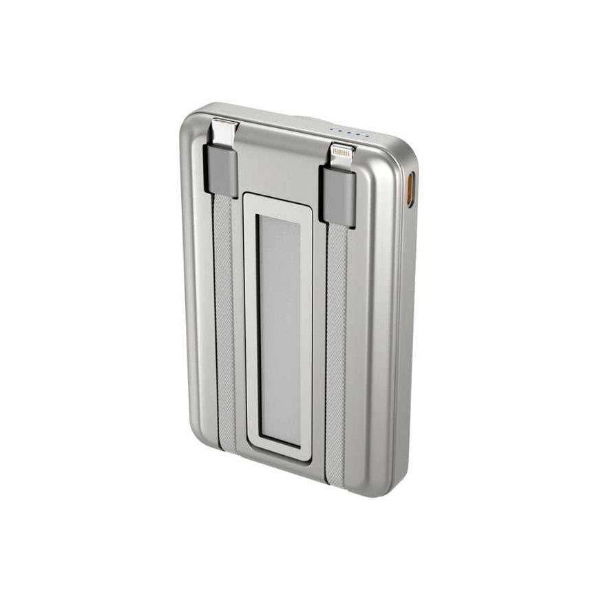 „Spello ForcePack 4in1“ 10000mAh magnetinė belaidė išorinė baterija SM75 | titano spalvos