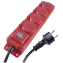 4 kontaktu pagarinātājs 5m IP44 3x1.5 mm² sarkans, gumijas kabelis EMOS 4 kontaktu pagarinātājs 5m IP44 3x1.5 mm² sarkans, gumijas kabelis EMOS