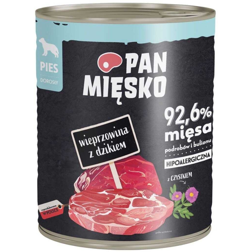 КОРМА ДЛЯ СОБАК Pan Mięsko Влажный корм для собак Свинина с диким кабаном (взрослый)