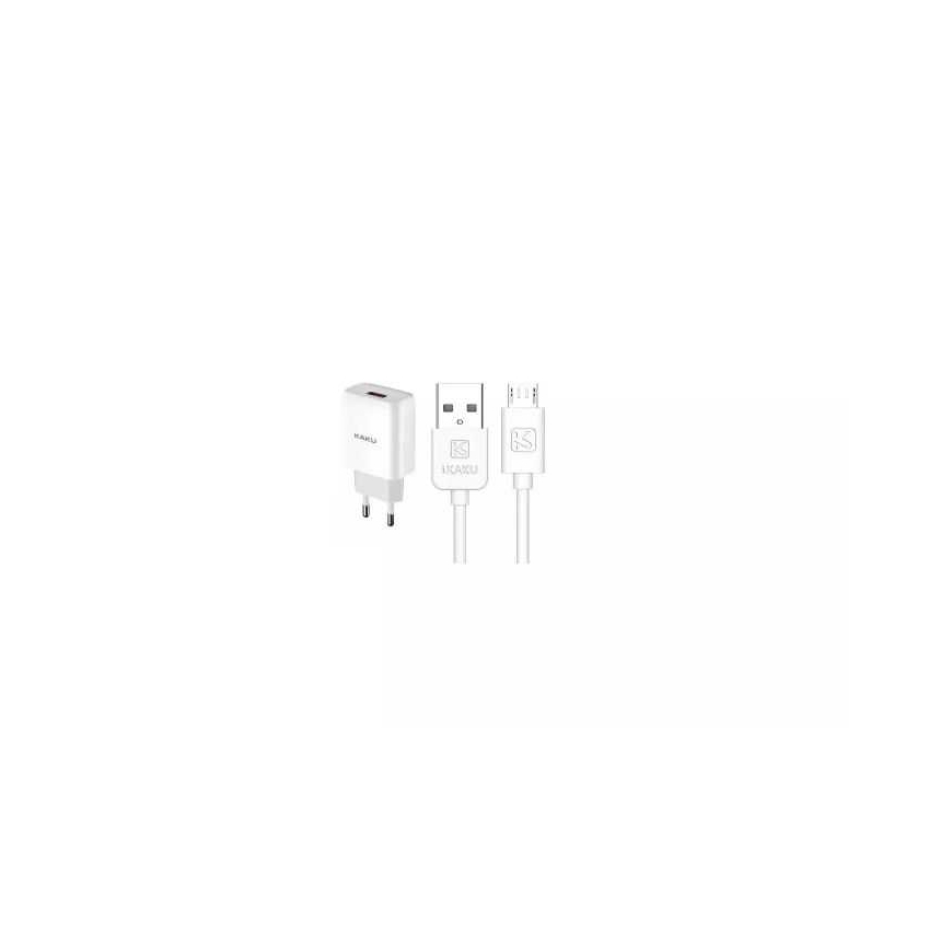 iKaku KSC-396 Išmanioji USB lizdo įkroviklis + MicroUSB 2.4A 1m Baltas – 2