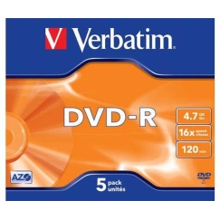 Verbatim DVD-R 16x 4.7 GB 5 iepakojums