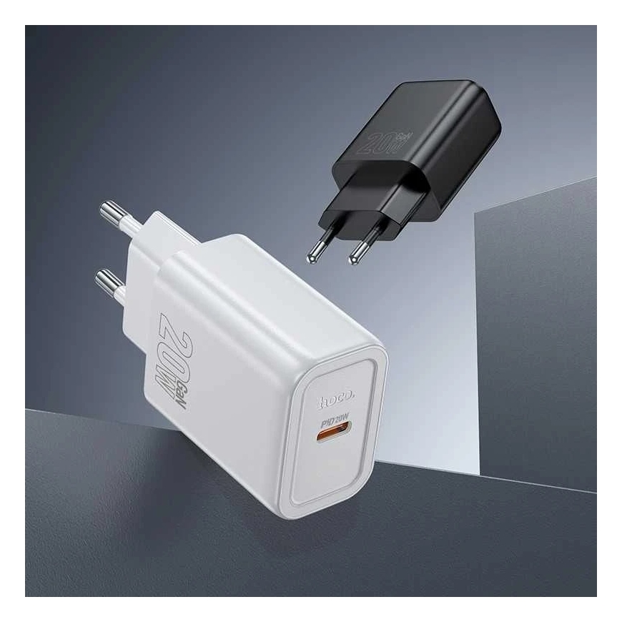 Hoco N60 20W GaN USB-C laadija + USB-C kuni USB-C kaabel 1.0m must – 4