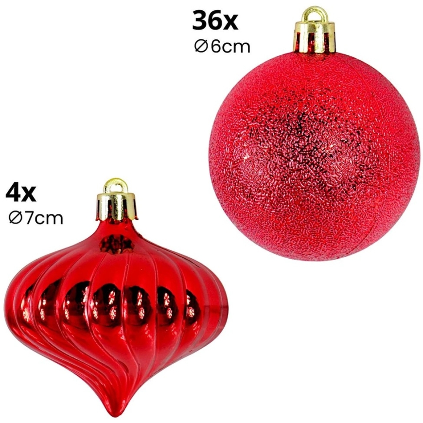 Edelman Dekoratīvā plastmasas bumba 40gab 6cm sarkana mika – 4