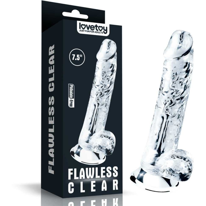 LoveToy Beztrūkstošs Caurspīdīgs Dildo 7.5'' – 3