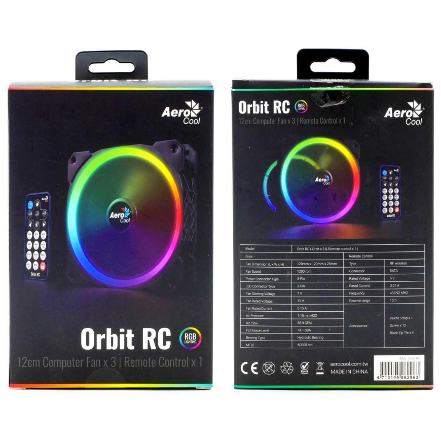 Aerocool Orbit RC + Kaugjuhtimispult 120 mm Korpuse Ventilaator ACF3-OB10227.01 – 2