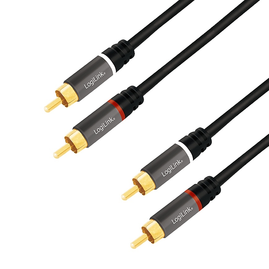 LogiLink CA1204 audiokaabel 2 m 2 x RCA Must