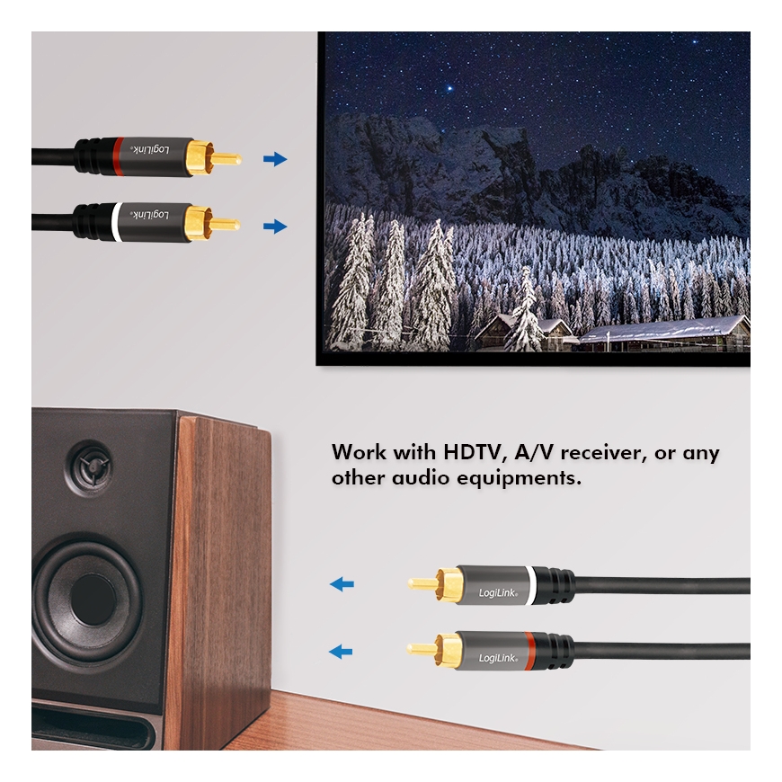 LogiLink CA1204 audio cable 2 m 2 x RCA Black – 3
