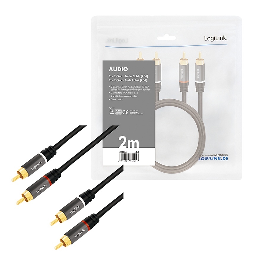 LogiLink CA1204 audio cable 2 m 2 x RCA Black – 5