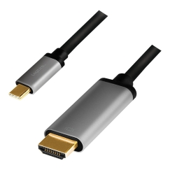 LogiLink CUA0101 kabeļu spraudņu pāreja USB 3.2 Gen1 Type-C HDMI-A Melns, Pelēks