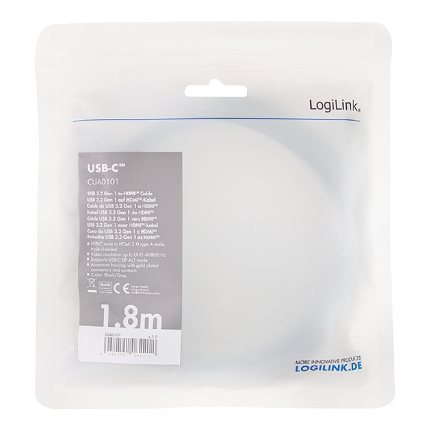 LogiLink CUA0101 cable gender changer USB 3.2 Gen1 Type-C HDMI-A Black, Grey – 3