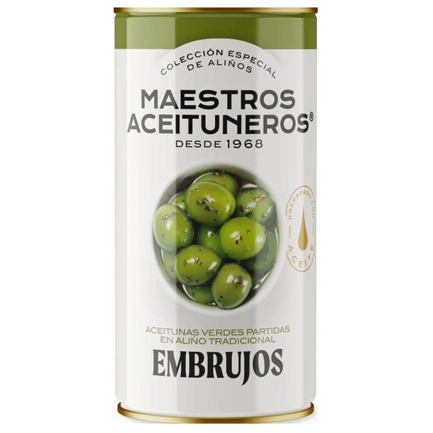 Rohelised oliivid kividega MAESTROS ACEITUNEROS, õlis ja maitseainetes, 350 g/185 g