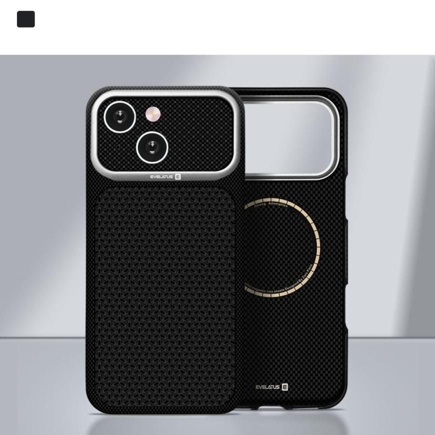 Чехол Apple iPhone 15 Carbon Premium Edition MagSafe черный