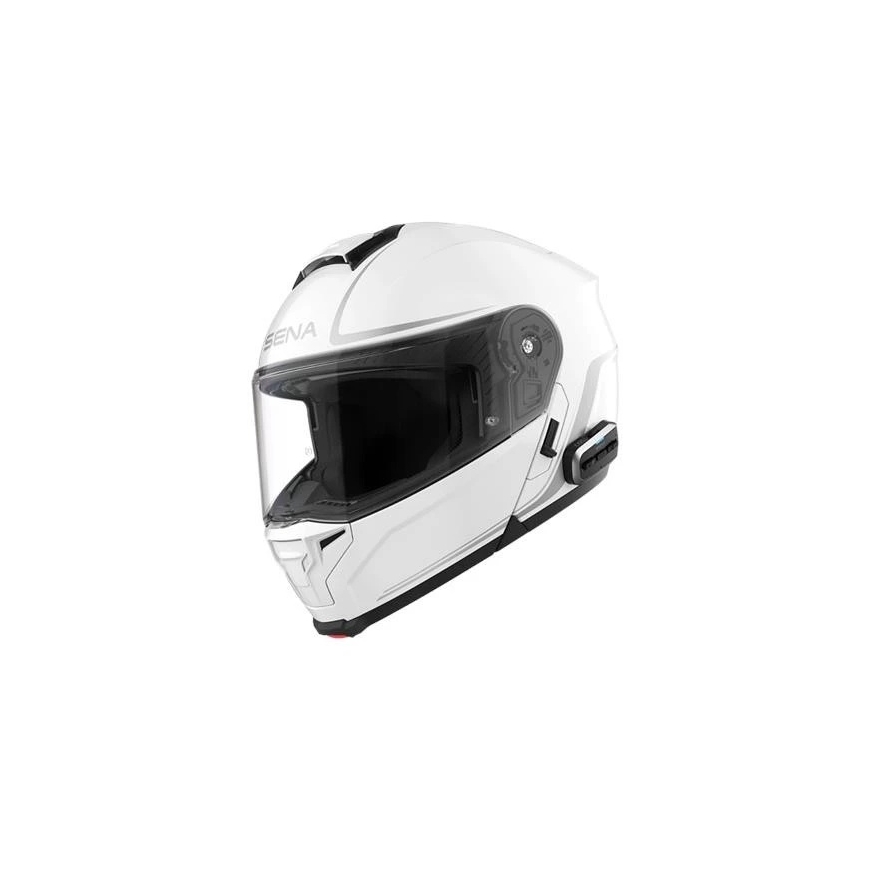 "SENA OUTRUSH 2" smart flip-up helmet with "Mesh" intercom system, glossy white, L