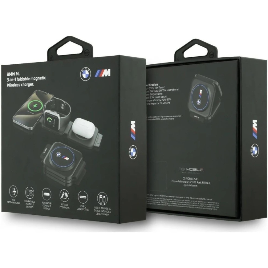 BMW BMW M Print Blue 15W Qi2 Melns – 3