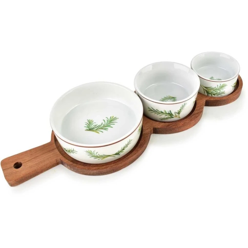 Mondex Since 1986 MODERN KITCHEN Dēlīte ar 3 bļodām 11x3,5 8,5x4 7x7,3cm (35x12x1,2cm) rozmarīns