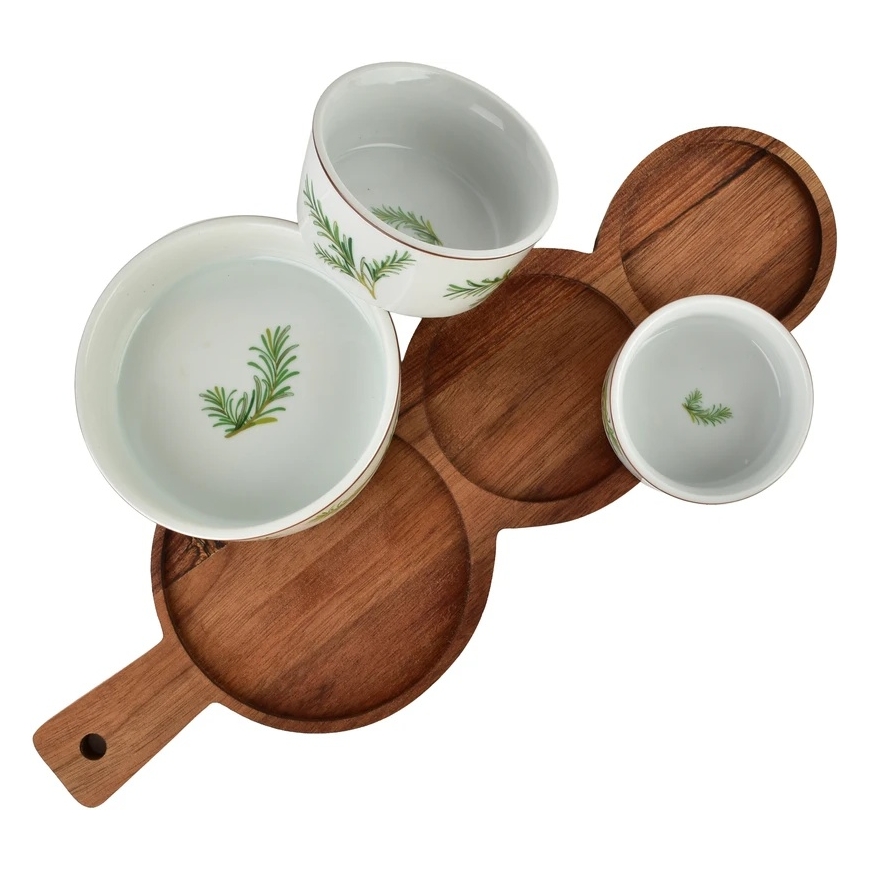 Mondex Since 1986 MODERN KITCHEN Dēlīte ar 3 bļodām 11x3,5 8,5x4 7x7,3cm (35x12x1,2cm) rozmarīns – 3