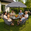 Lean Rinkinys Sodo baldų komplektas, stalo kėdės, metalinis skėtis, balkonas, terasa, sodui Lean Rinkinys Sodo baldų komplektas, stalo kėdės, metalinis skėtis, balkonas, terasa, sodui